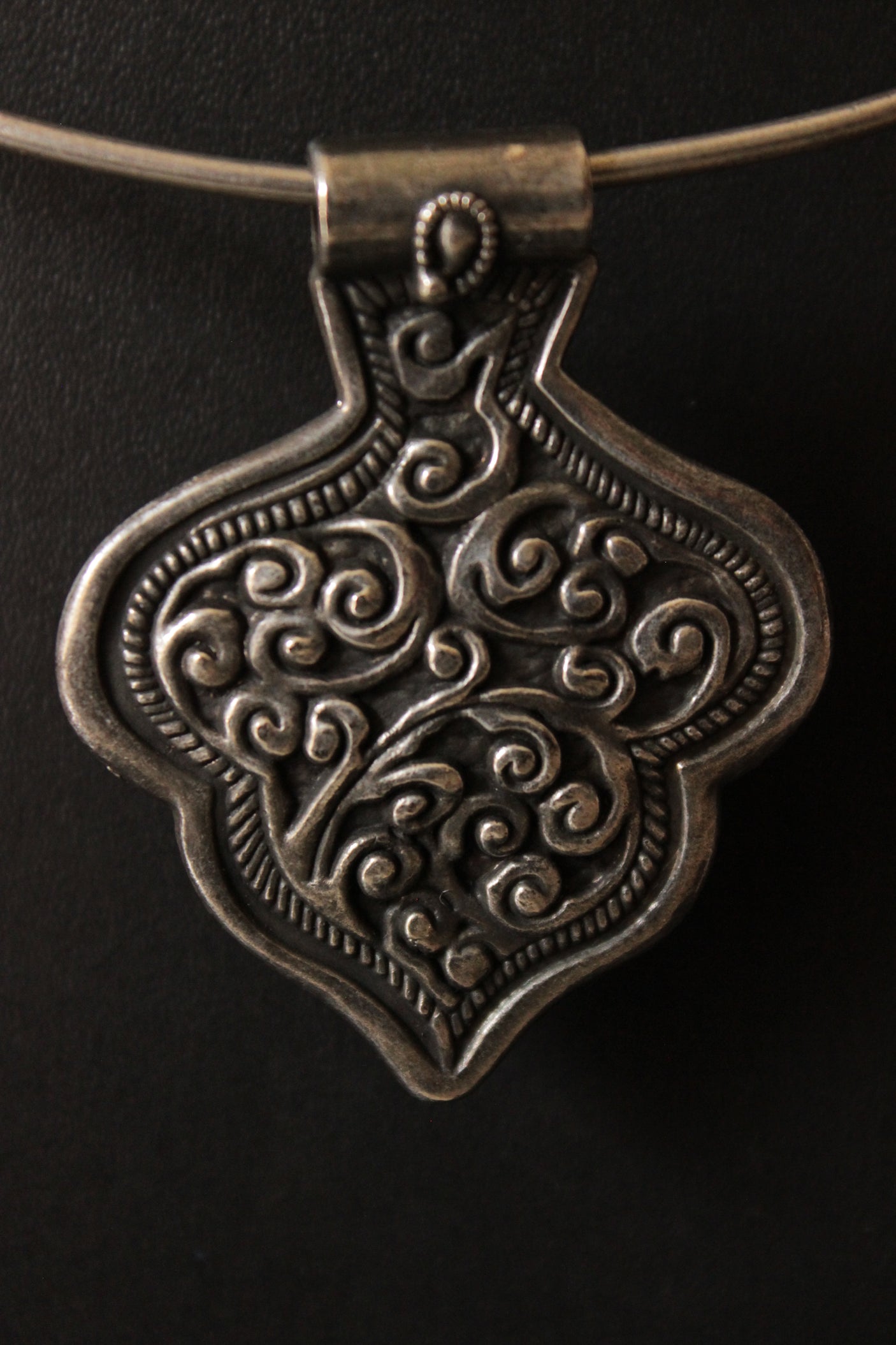 Minimal Statement Pendant Metal Closure Premium Oxidised Finish Brass Necklace