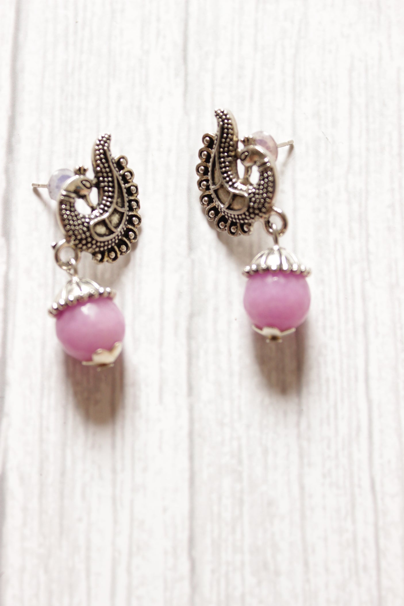 Pink Jade Beads Hasli Necklace Set