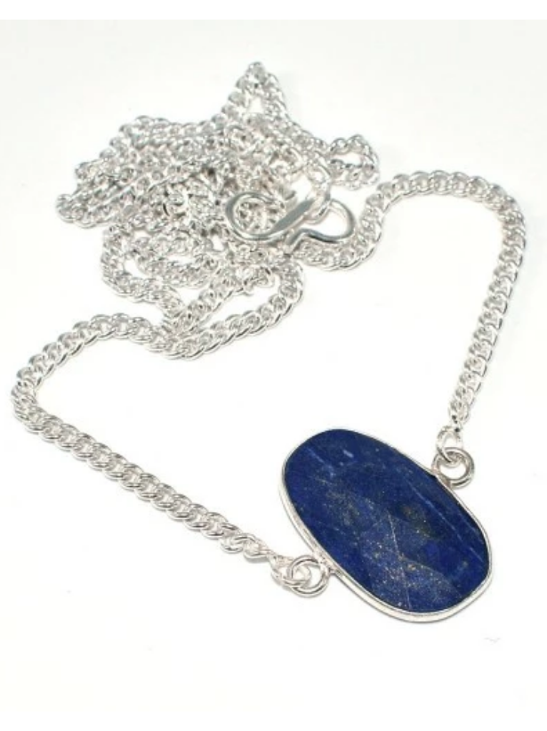 Lapis Lazuli Oval Cut Gemstone Jewelry Necklace 16'' to 18''