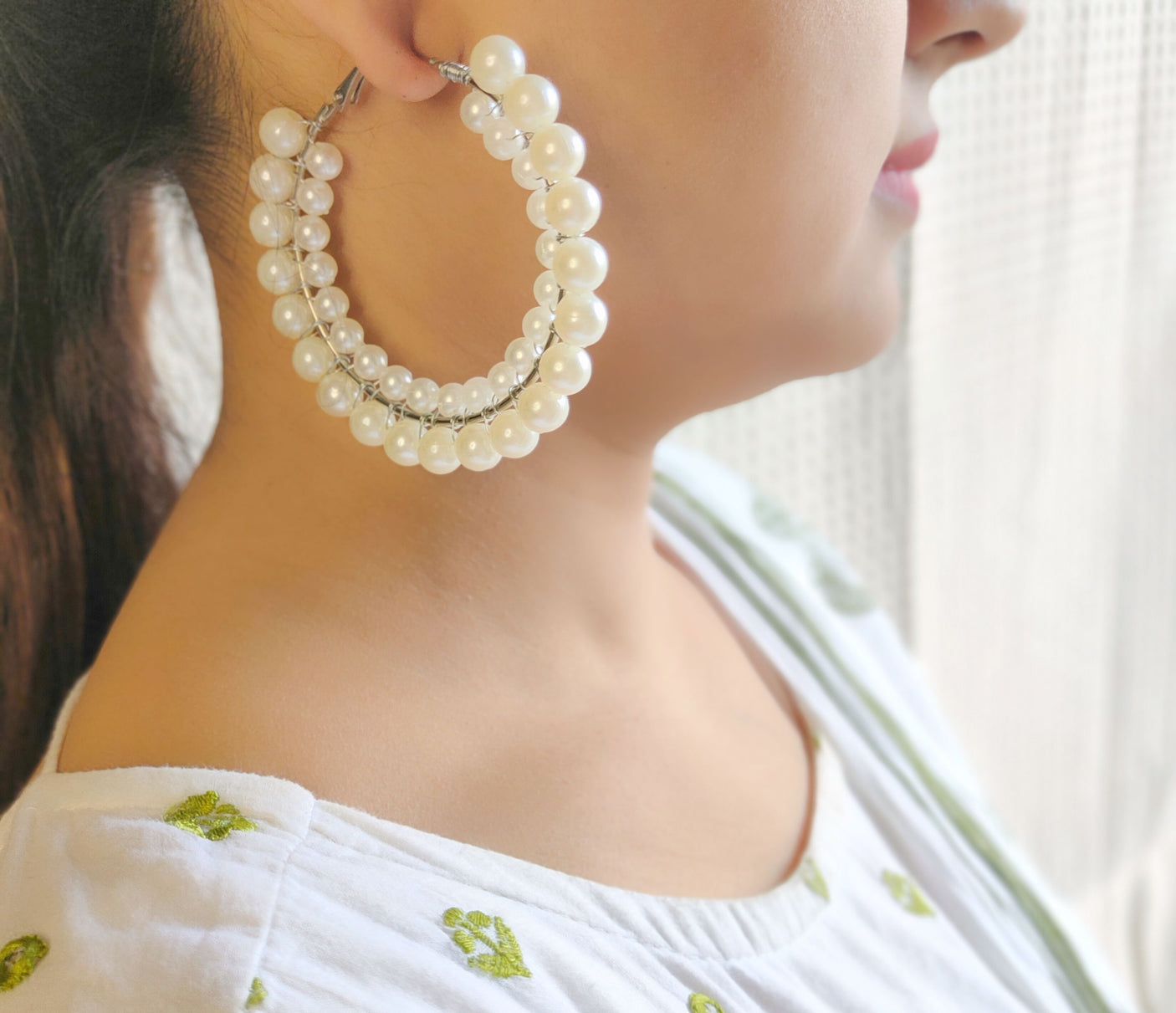 Statement Pearl Hoop Earrings