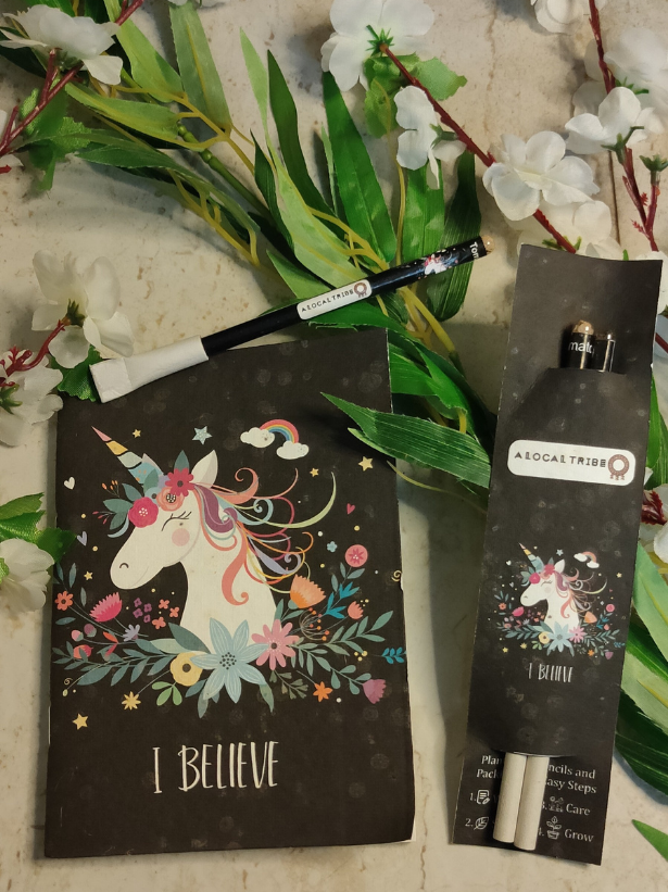 Eco-Friendly Plantable Seeds Notebook, Pen and Pencil Gift Set/Stationery Set - Black