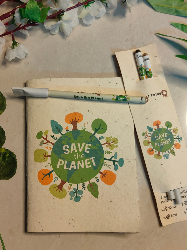 Eco-Friendly Plantable Seeds Notebook, Pen and Pencil Gift Set/Stationery Set - Save the Planet