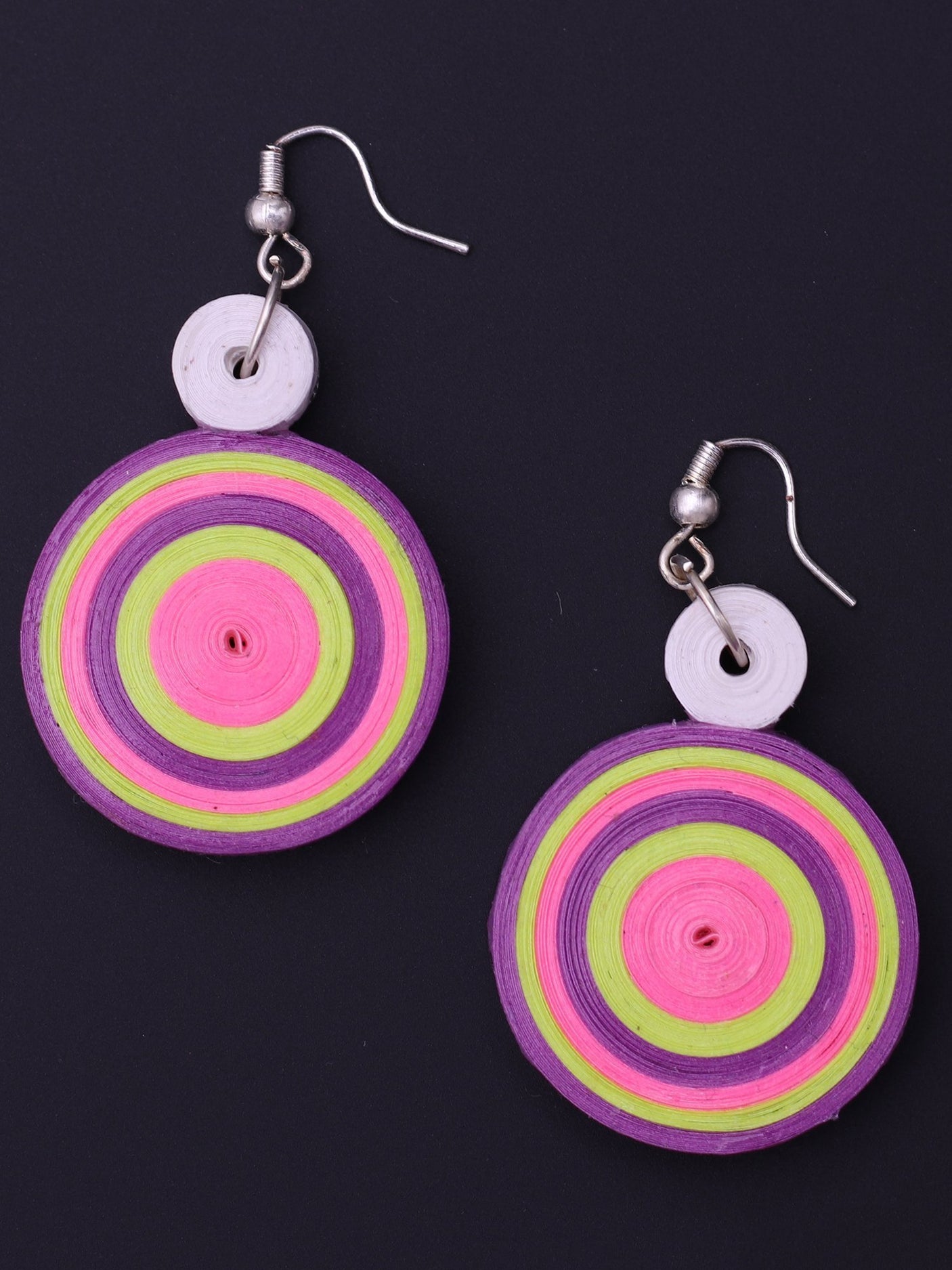 Colorblast Round Drop Earrings In Purple & Green - A Local Tribe