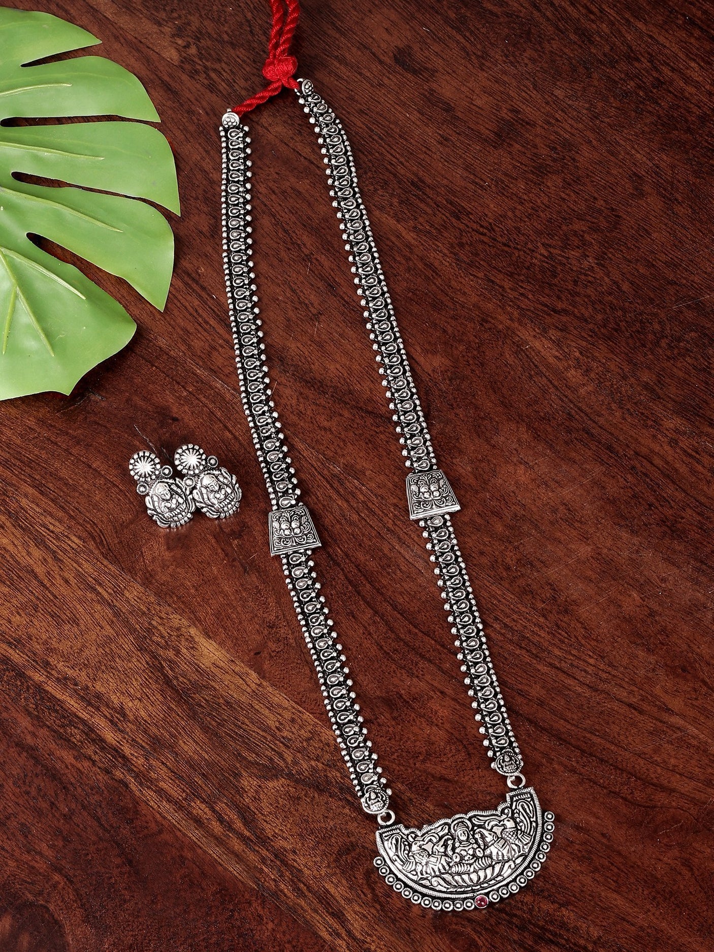 GODDESH LONG CHAIN OXIDISE NECKLACE SET - A Local Tribe