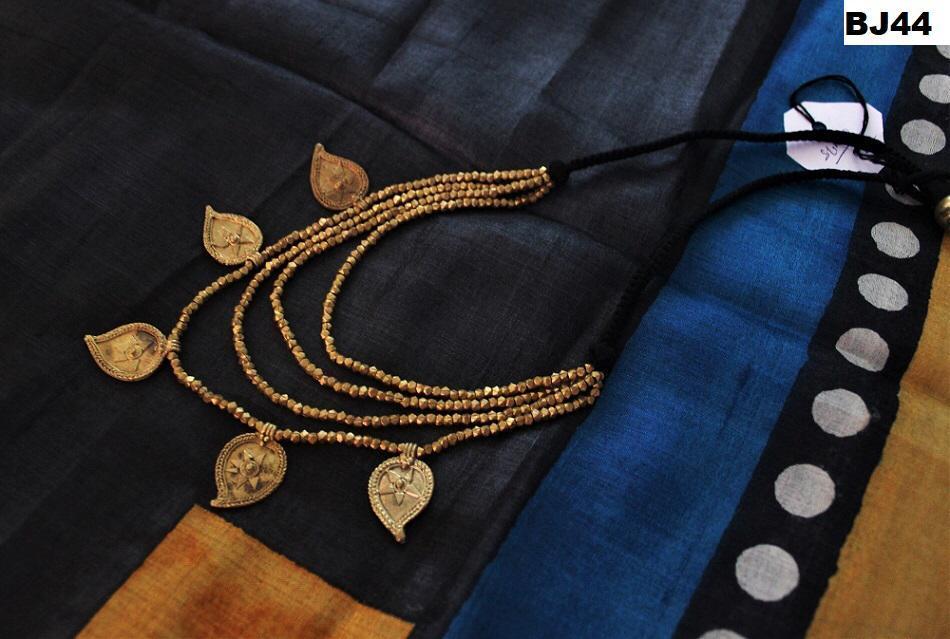 Gold Plated Leaf Dhokra Necklace - A Local Tribe
