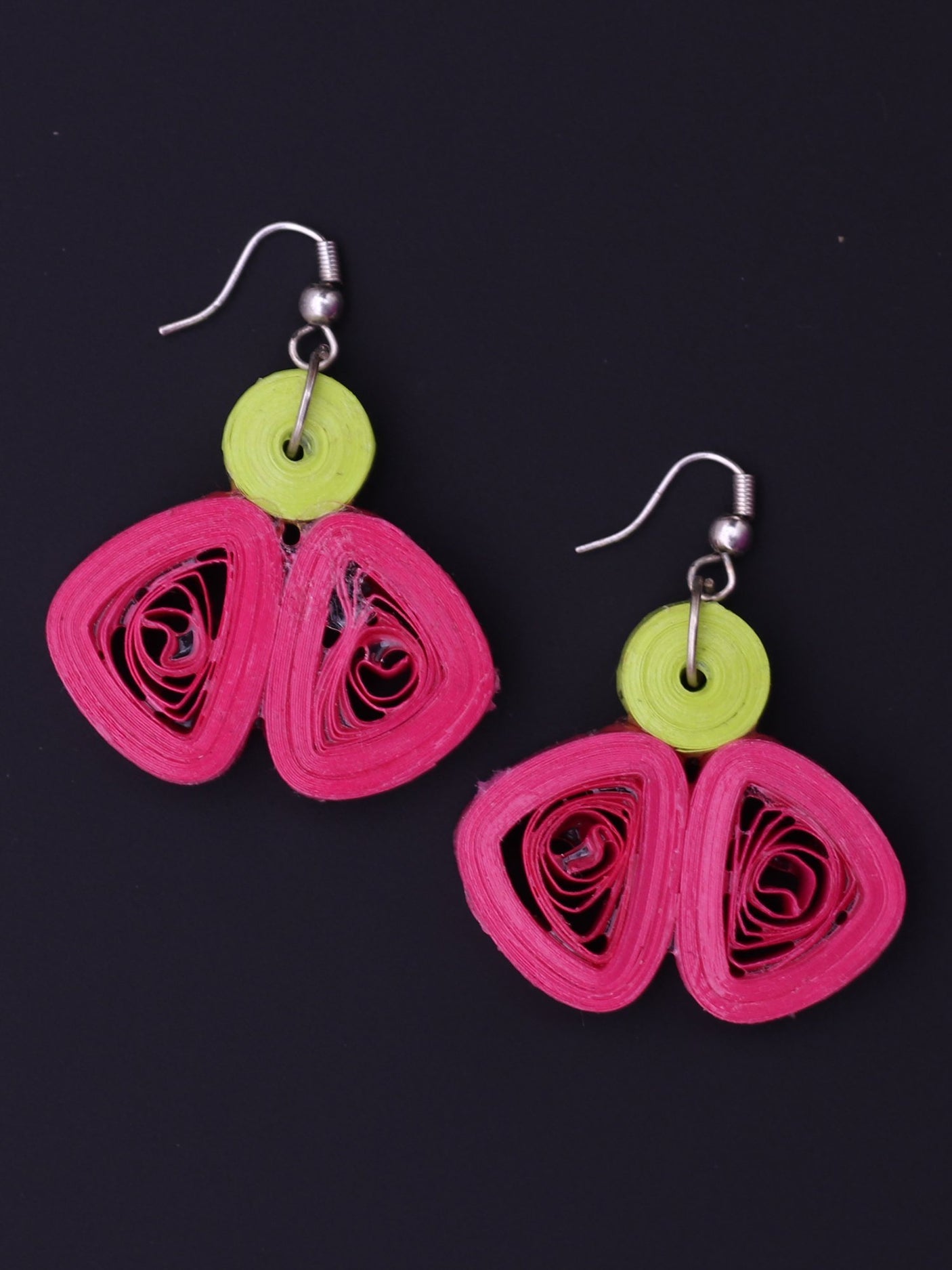 Green Pink Butterfly Drop Earrings - A Local Tribe