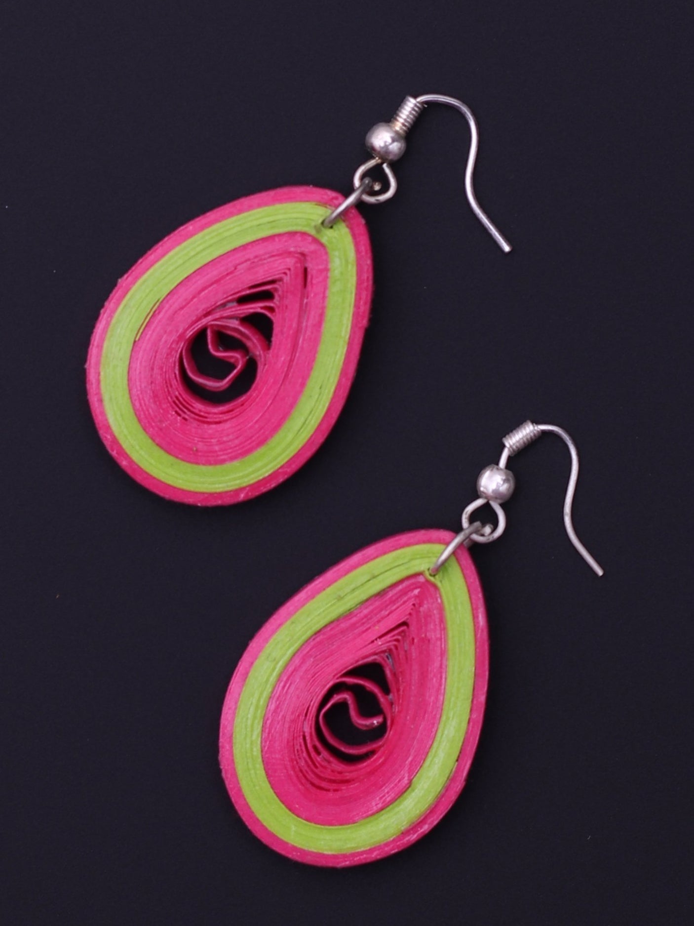 Green Pink Tear Drop Earrings - A Local Tribe