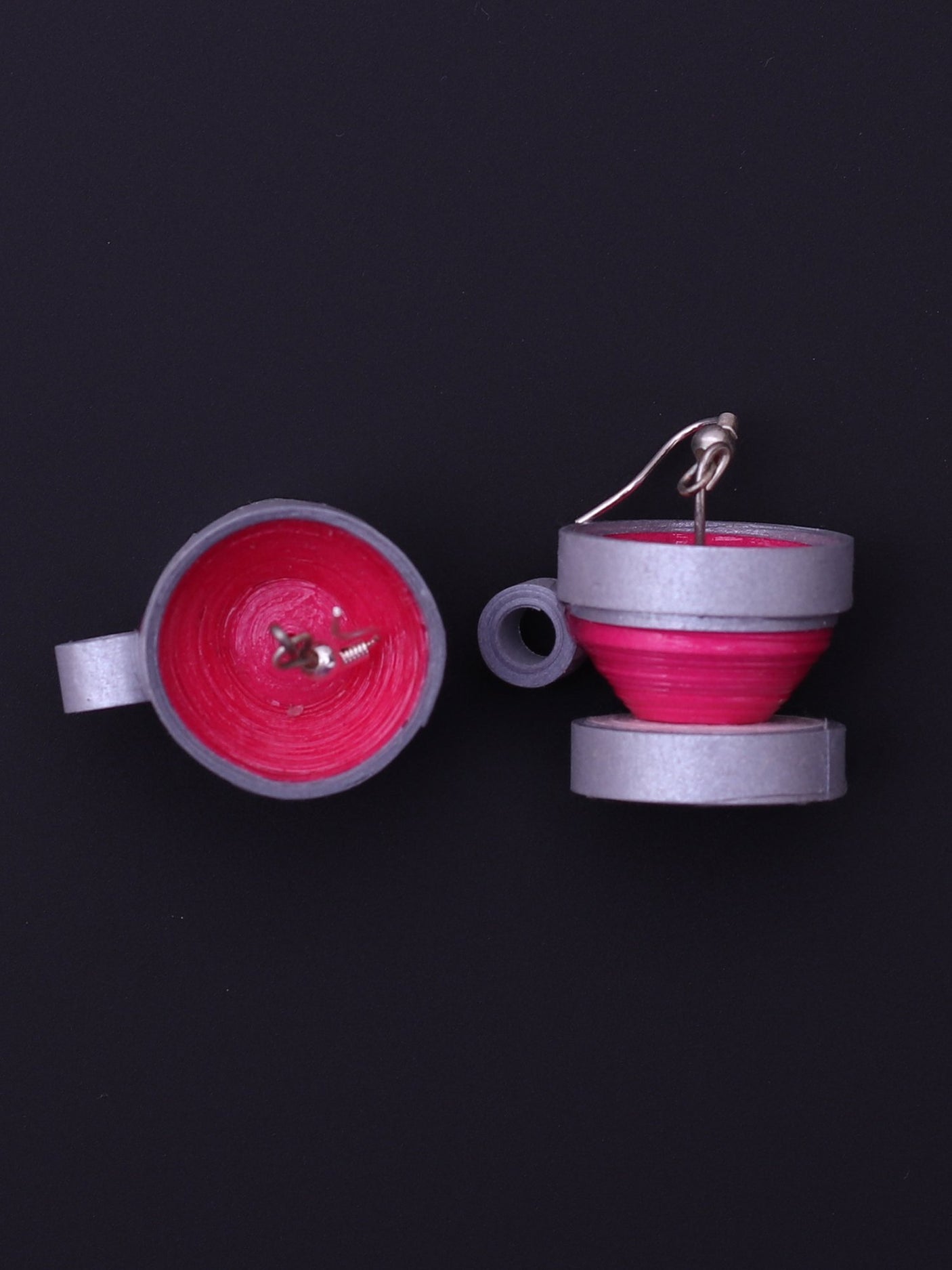 Grey Pink Tea Cup Drop Earrings - A Local Tribe