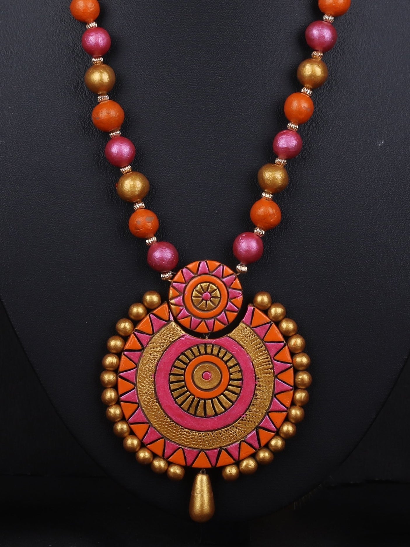 Muti-colored Beaded Terracotta Necklace Set - A Local Tribe