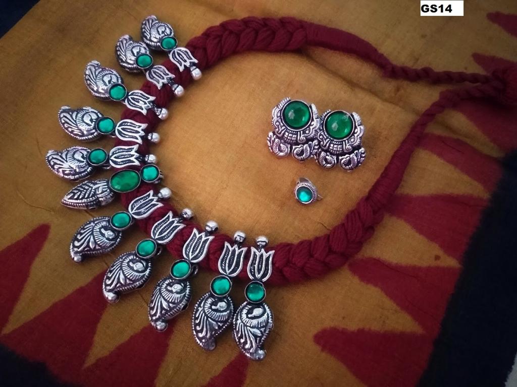 Oxidised Silver Lotus Motif Necklace - A Local Tribe