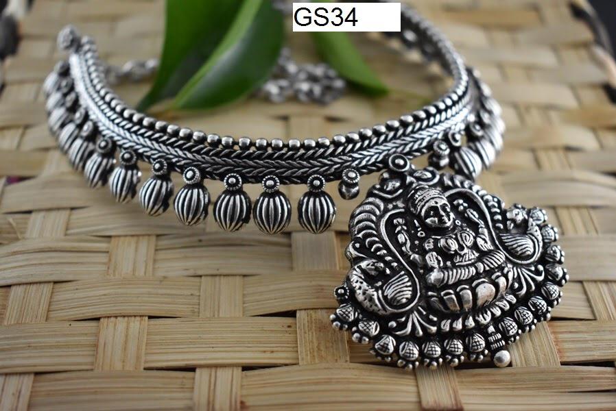 Padam Oxidised Silver Choker Necklace - A Local Tribe