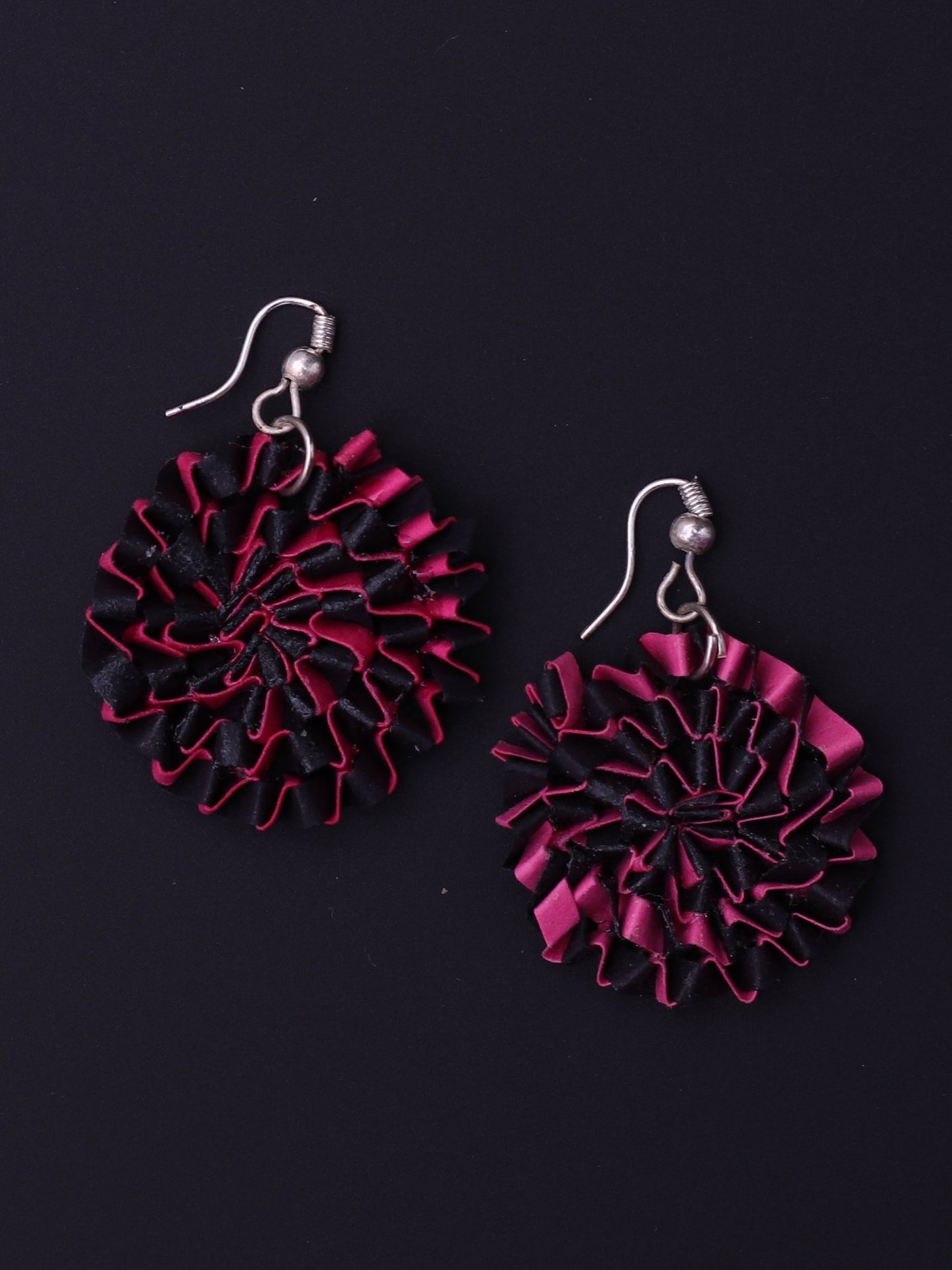 Pink Black Floral Earrings - A Local Tribe