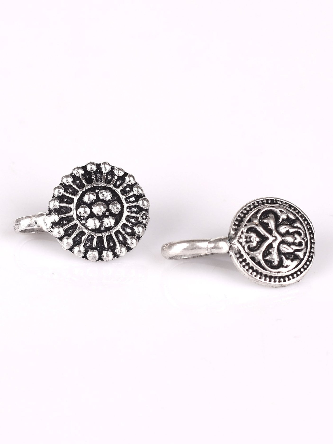 Set of 2 Silver Oxidised Nose Pin - A Local Tribe