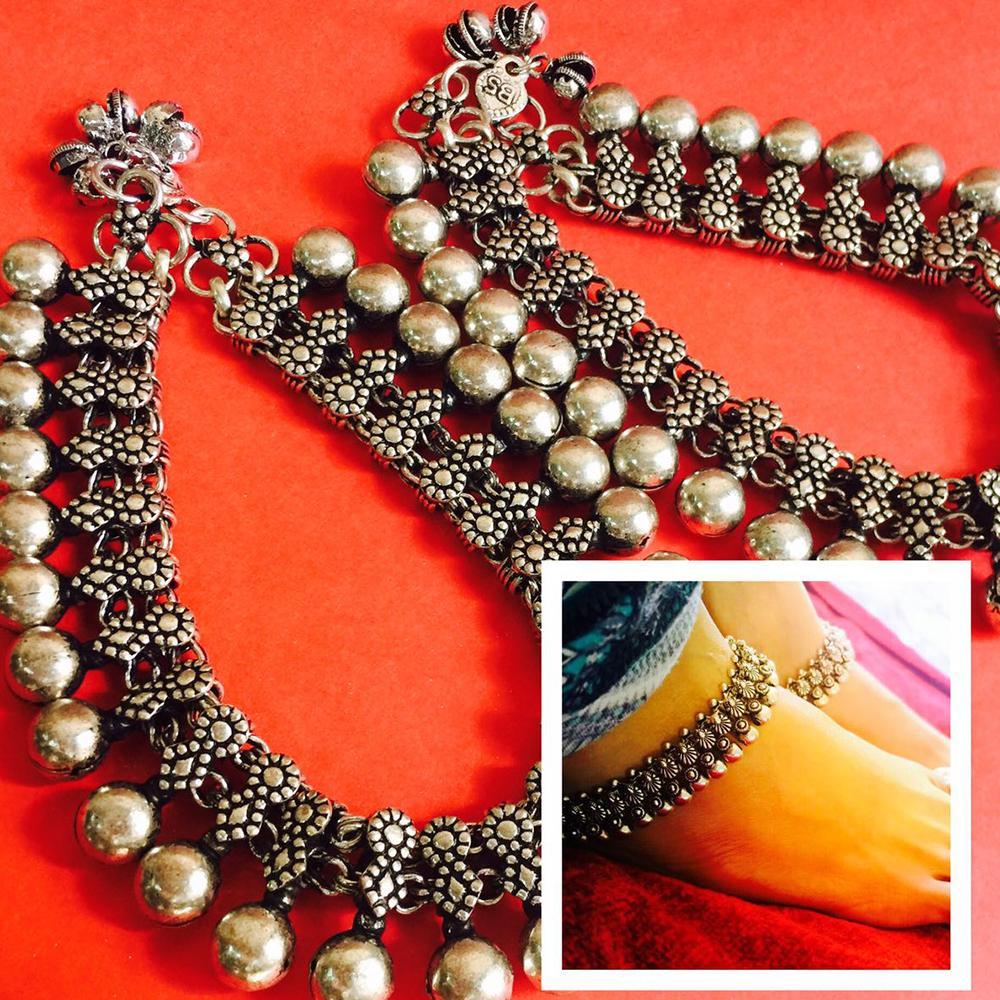 Set of Two vintage oxidized Anklets - A Local Tribe
