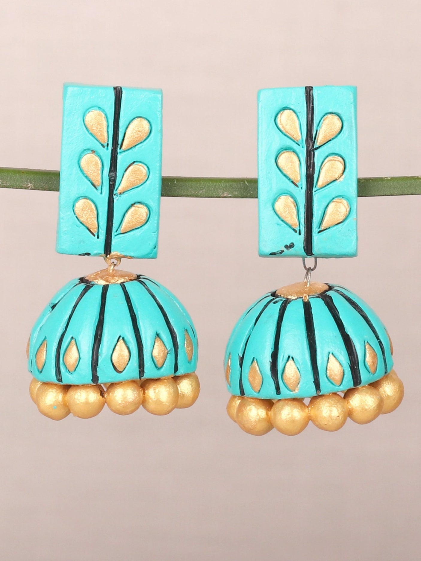 Stylish Turquoise Elongated Dome Shaped Earrings - A Local Tribe