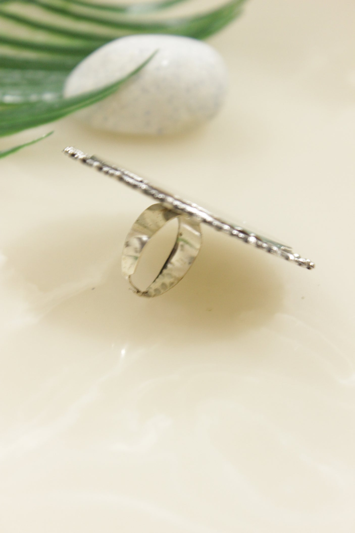 Grey Center Stone Statement Adjustable Cocktail Ring