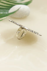 Grey Center Stone Statement Adjustable Cocktail Ring