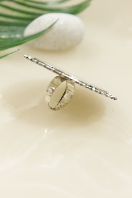 Grey Center Stone Statement Adjustable Cocktail Ring