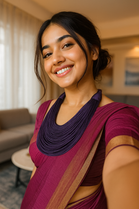 Violet Handmade Silk Threads Multi-Layer Statement African Choker Necklace