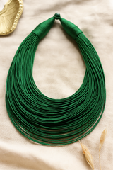 Bottle Green Handmade Silk Threads Multi-Layer Statement African Choker Necklace