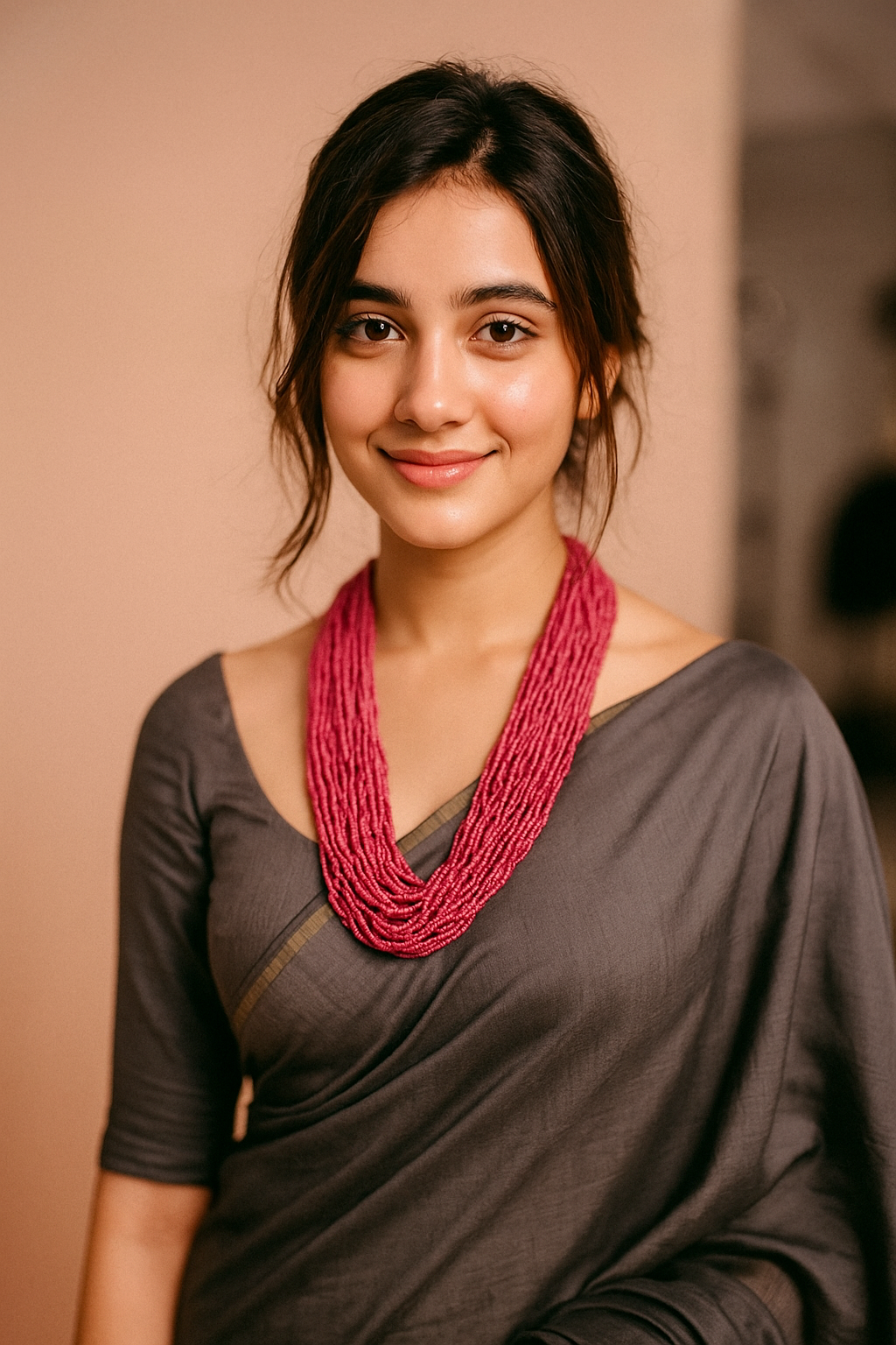 Deep Pink Multi-Layer Beads Hand Braided Boho Necklace