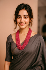 Deep Pink Multi-Layer Beads Hand Braided Boho Necklace