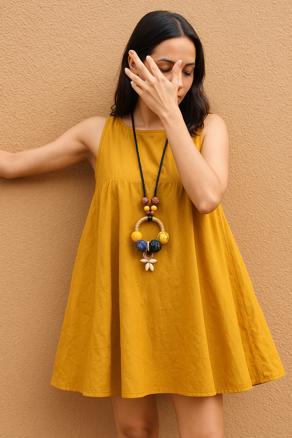 Chirping Charm Kantha Embroidered Upcycled Fabric Necklace