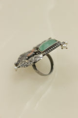 Oxidised Silver Finish Statement Adjustable Cocktail Ring