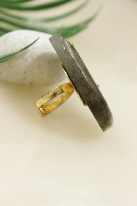 Hand Painted Marble Statement Adjustable Cocktail Ring