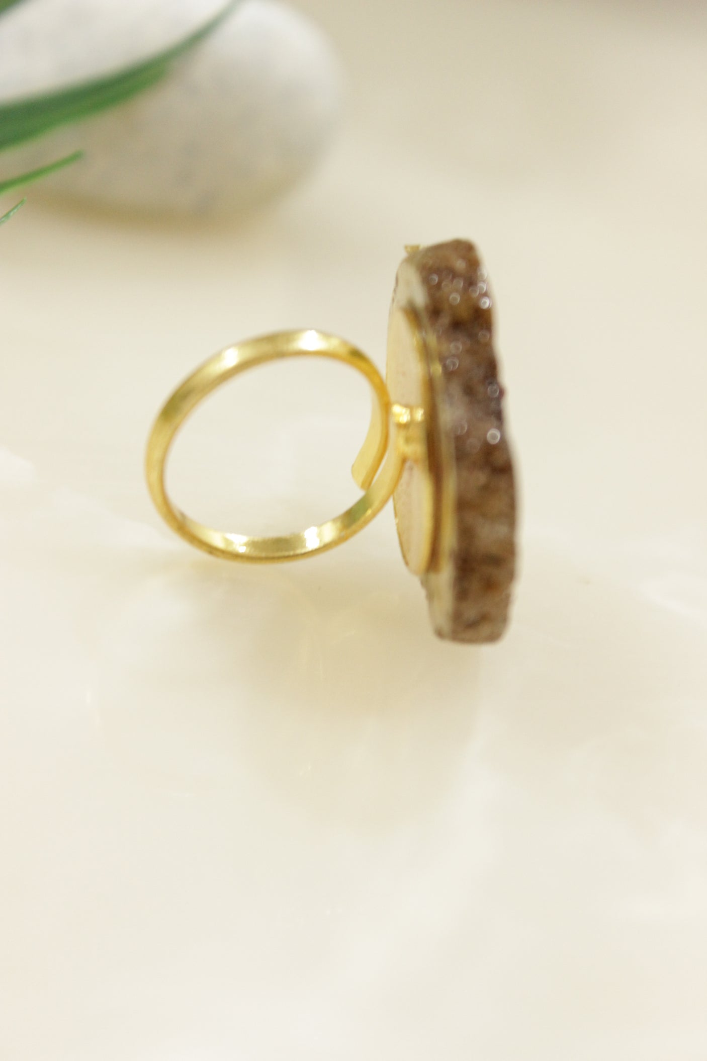 Hand Painted Marble Statement Adjustable Cocktail Ring