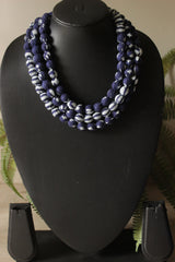 Multi-Layer Indigo Fabric Beads Necklace
