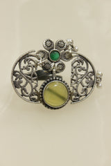 Oxidised Silver Finish Statement Adjustable Cocktail Ring