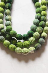 Multi-Layer Shades of Green Earthy Tones Fabric Beads Necklace