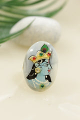 Hand Painted Marble Statement Adjustable Cocktail Ring