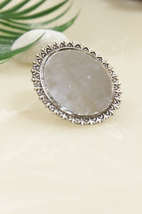 Grey Center Stone Statement Adjustable Cocktail Ring