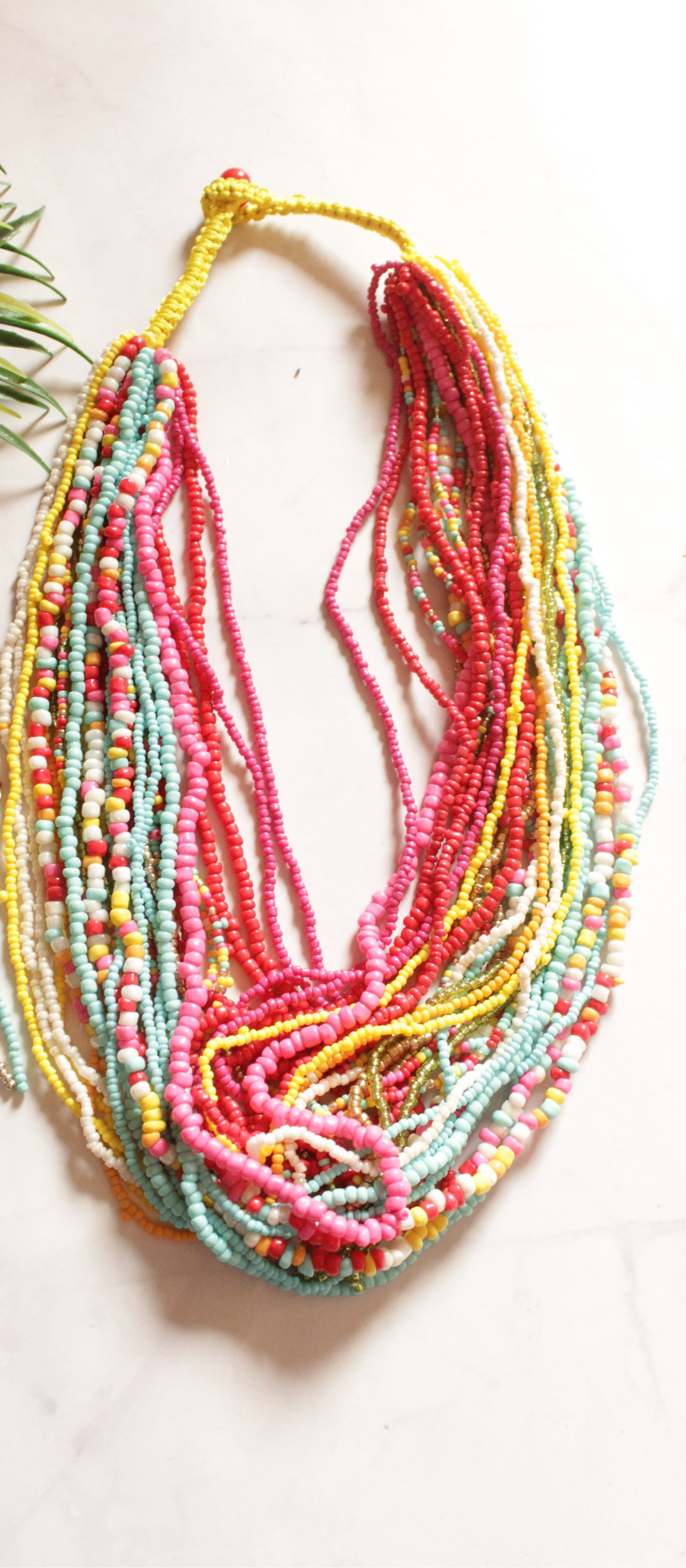 Multi-Color Beads Hand Braided Boho Necklace