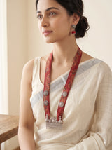 Ajrakh Block Print Statement Pendant Collar Necklace