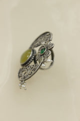 Oxidised Silver Finish Statement Adjustable Cocktail Ring