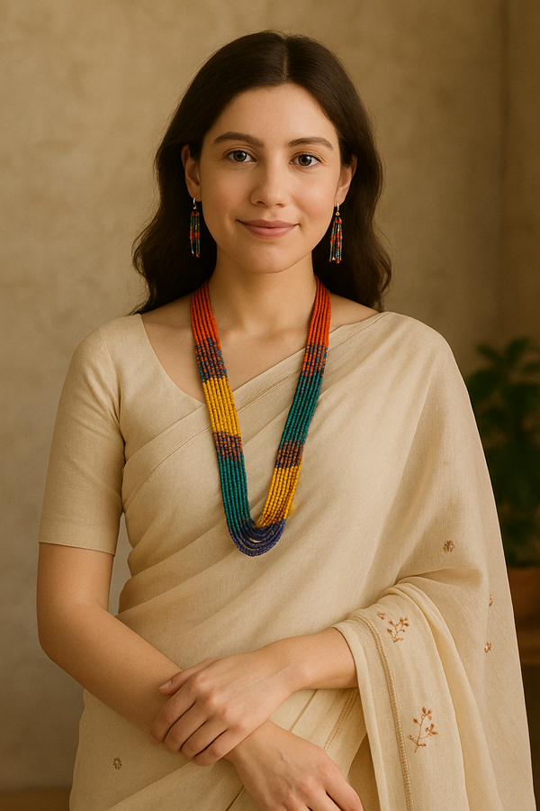 Multi-Layer Hand Beaded Multi-Color Necklace