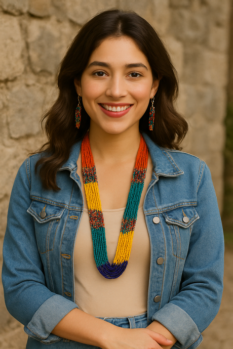 Multi-Layer Hand Beaded Multi-Color Necklace