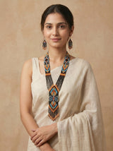 Black and Blue Hand Beaded Long Necklace Set