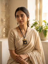 Black and Gold Terracotta Clay Hand Painted Necklace Set