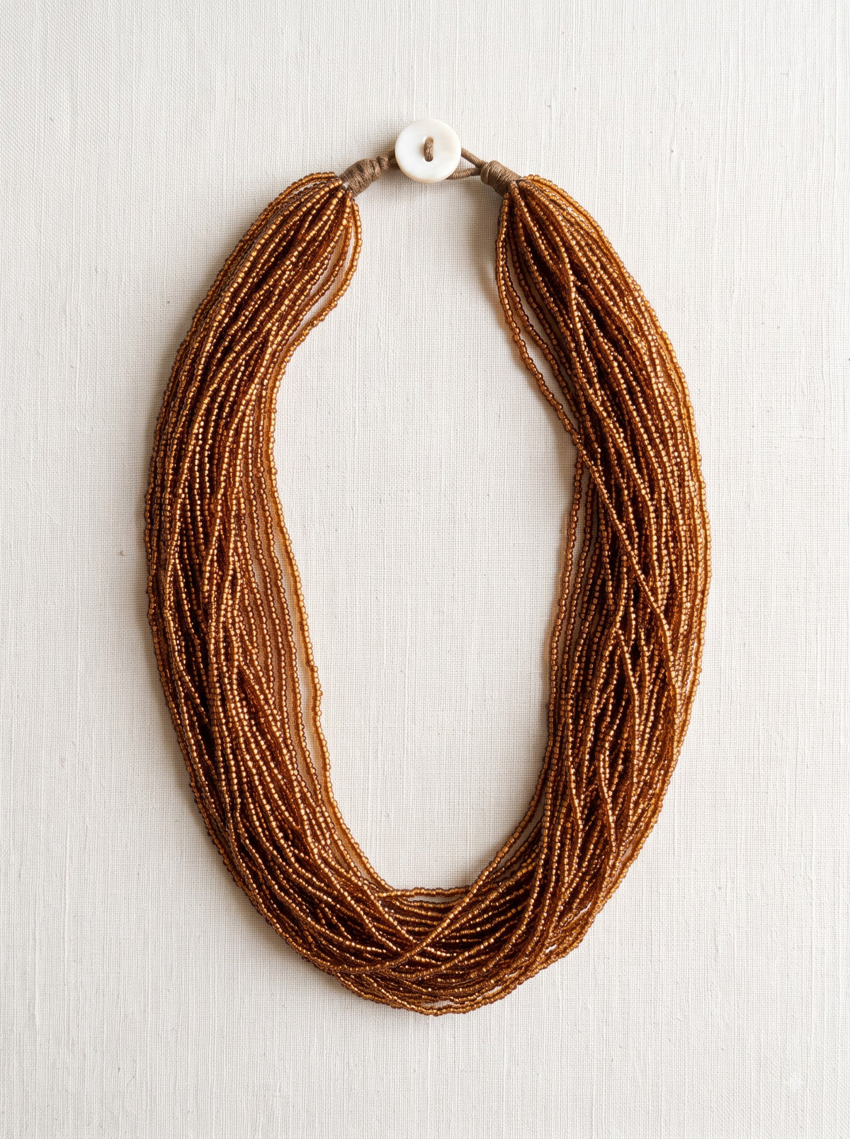 Bronze-Toned Beads Hand Beaded Multi-Layer Necklace