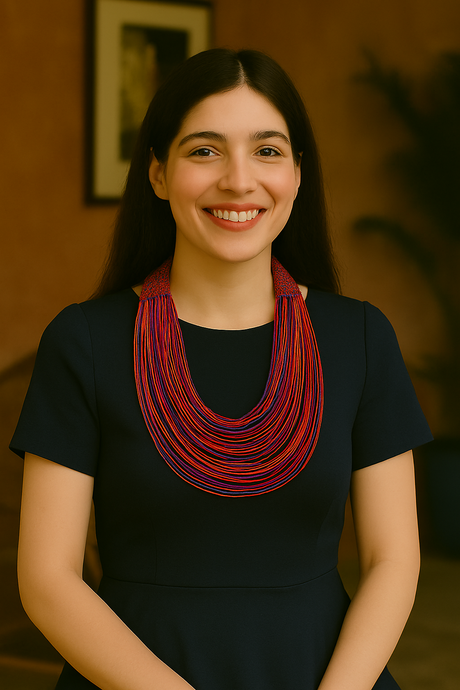 Blue, Pink & Orange Handmade Silk Threads Multi-Layer Statement African Choker Necklace
