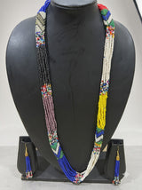 Color Blocked Multi-Color Beads Hand Braided Tribal Necklace