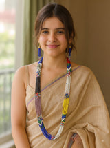 Color Blocked Multi-Color Beads Hand Braided Tribal Necklace