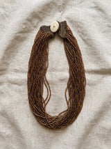 Copper-Toned Beads Hand Beaded Multi-Layer Necklace