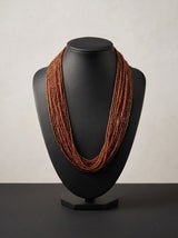 Bronze-Toned Beads Hand Beaded Multi-Layer Necklace
