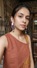 Cotton Fabric and Jute Earrings with Jhumka