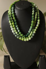 Multi-Layer Shades of Green Earthy Tones Fabric Beads Necklace